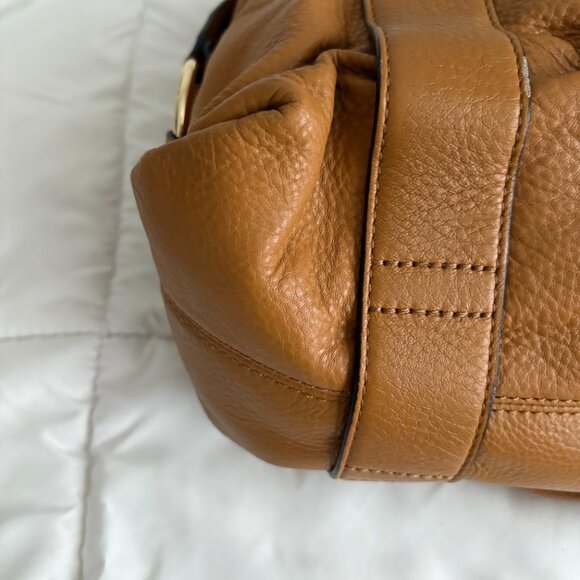 MICHAEL Michael Kors Multi Pocket Brown Leather Shoulder Bag Tote Hobo Camel - Picture 10 of 14